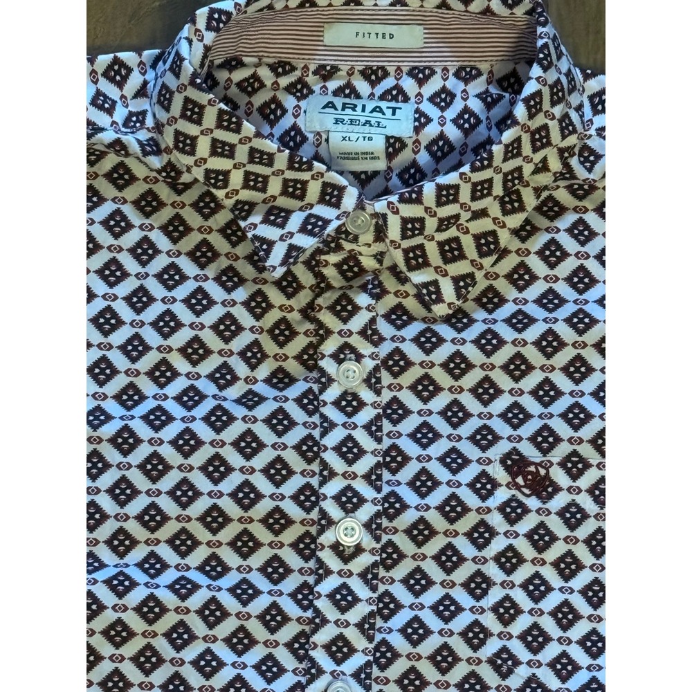 Ariat REAL Fitted Kirby Stretch Western Shirt Womens XL Geometric Diamond Aztec - Picture 3 of 8